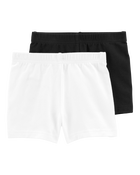 Toddler 2-Pack Black/White Bike Shorts, image 1 of 2 slides