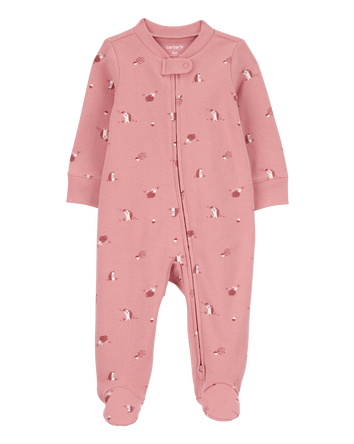 Baby Hedgehog 2-Way Zip Cotton Footie Sleep & Play Pajamas, 