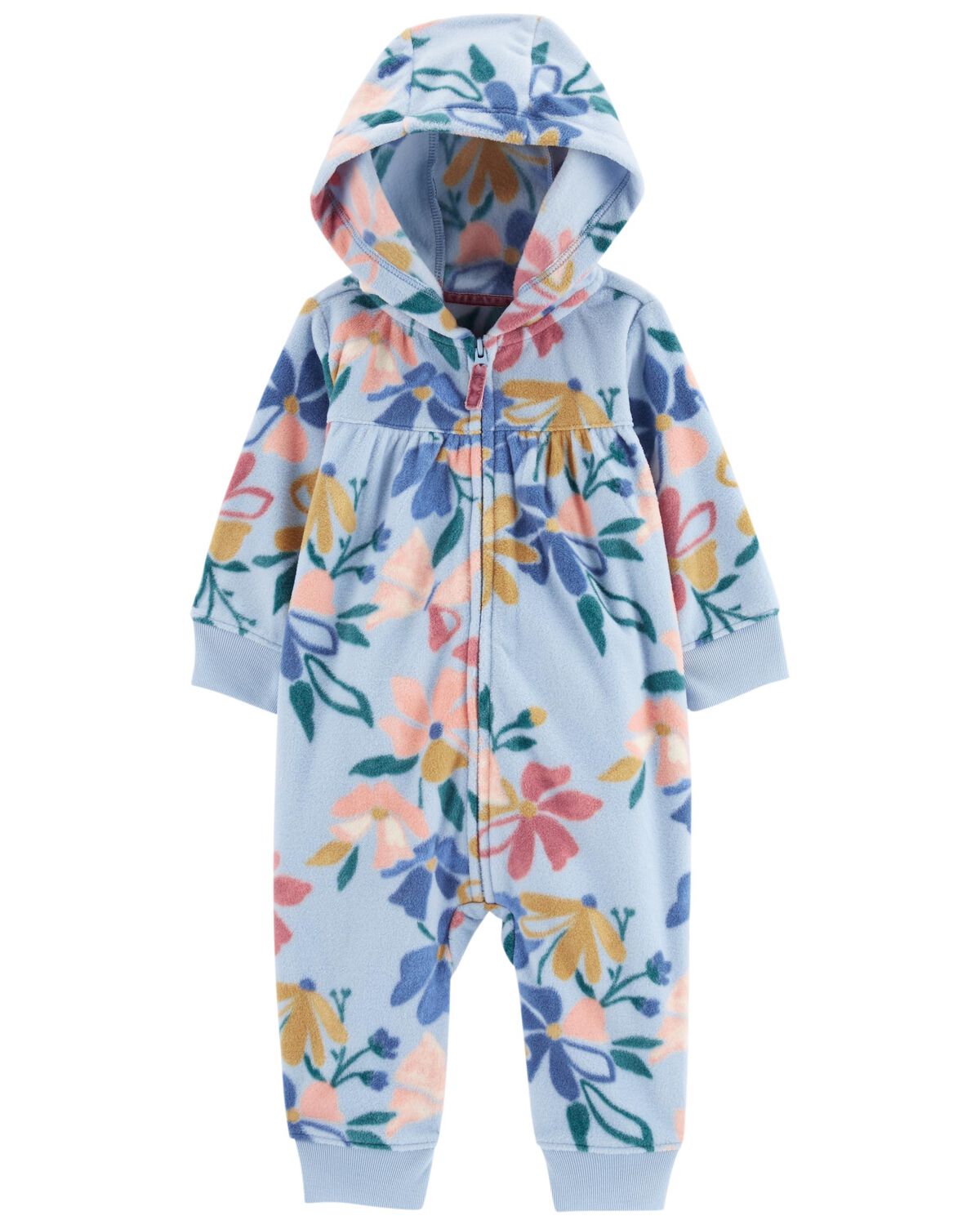 Blue Baby Floral Fleece Jumpsuit