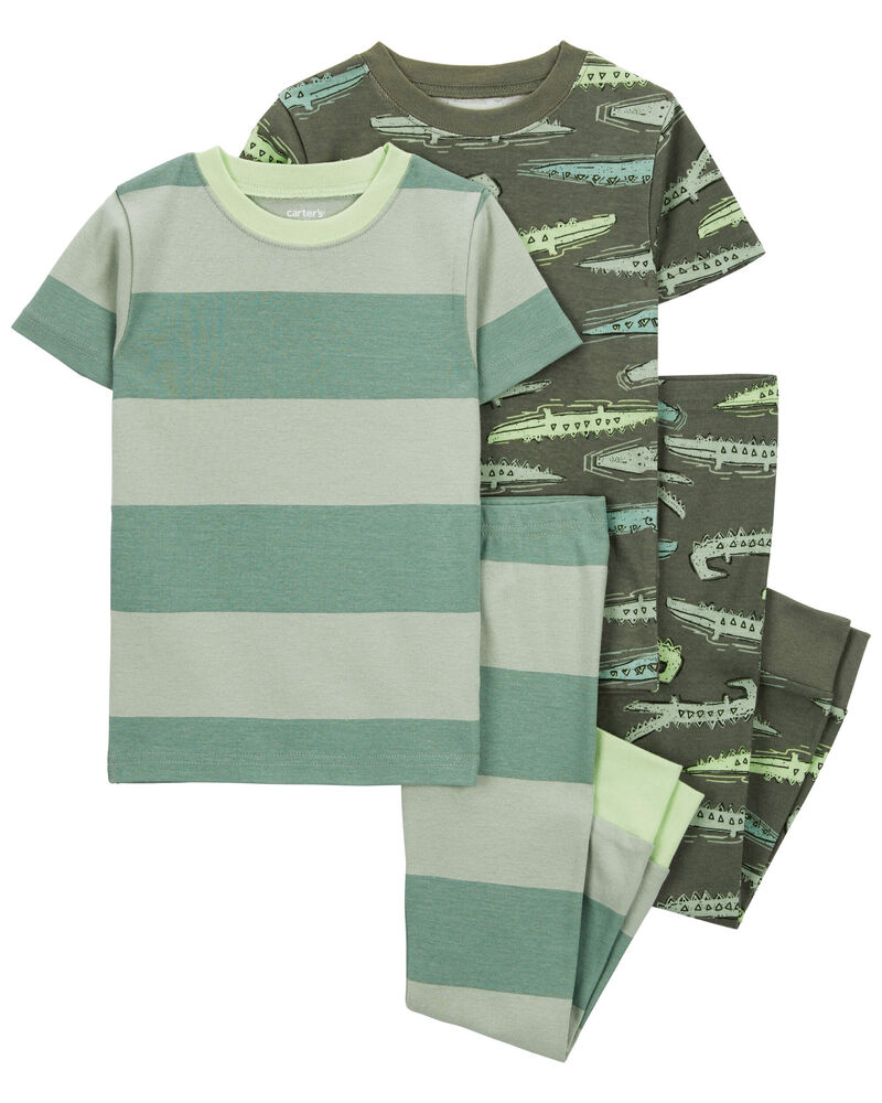 Baby 4-Piece Rugby Stripe 100% Snug Fit Cotton Pajamas, image 1 of 5 slides