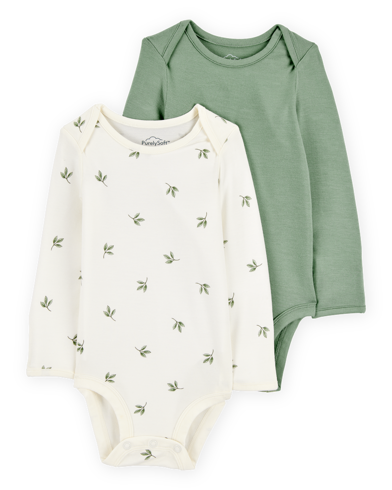 Baby 2-Pack Long-Sleeve PurelySoft Bodysuits, image 1 of 6 slides