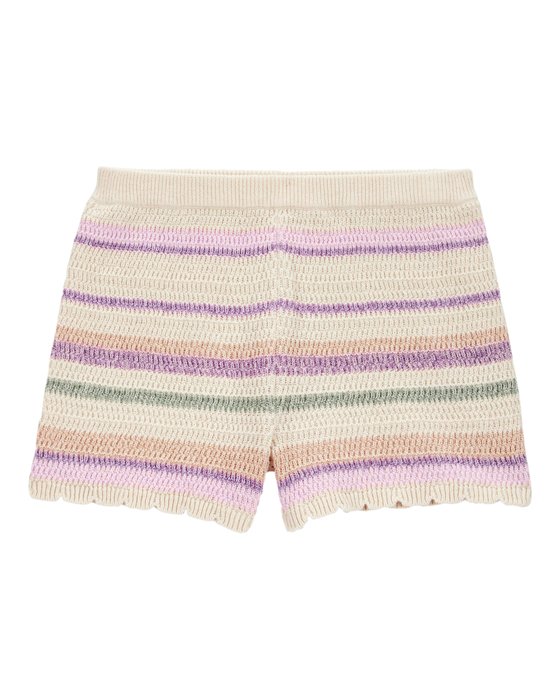 Girls Striped Crochet Knit Shorts, image 2 of 5 slides
