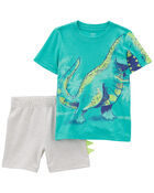 Toddler 2-Piece Dinosaur Tee & Short Set, image 1 of 3 slides