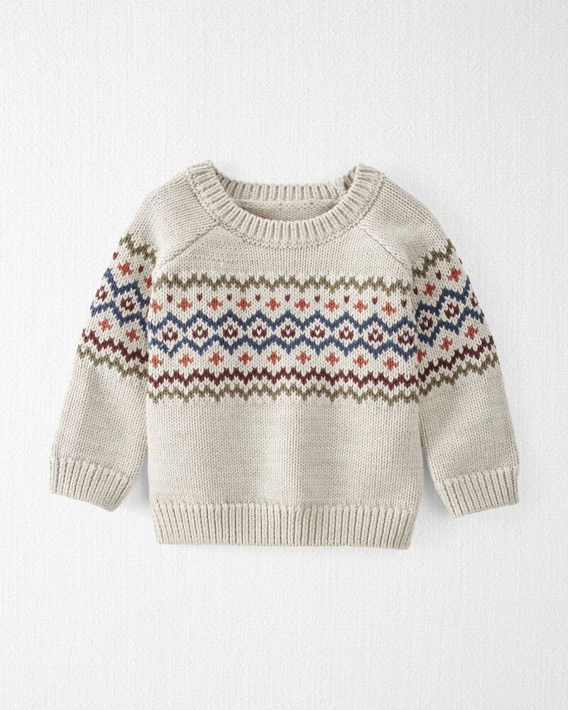 Baby Organic Cotton Fair Isle Sweater, image 1 of 4 slides