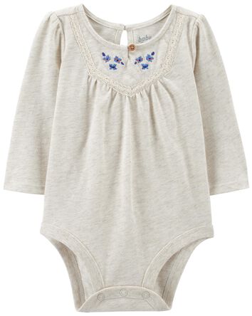 Baby Embroidered Floral Jersey Bodysuit, 