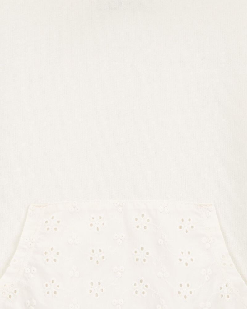 Baby French Terry Eyelet Hoodie - Cream, image 2 of 3 slides