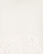 Baby French Terry Eyelet Hoodie - Cream, image 2 of 3 slides
