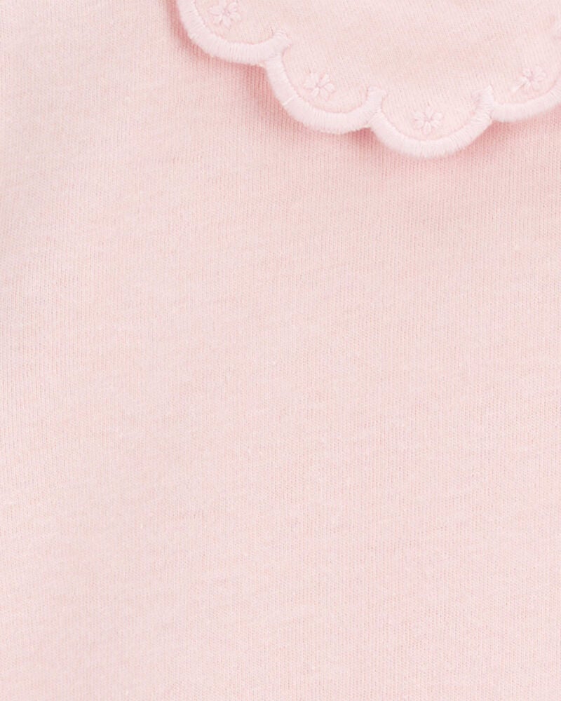 Toddler Scalloped Collar Short-Sleeve Top - Pink, image 2 of 3 slides