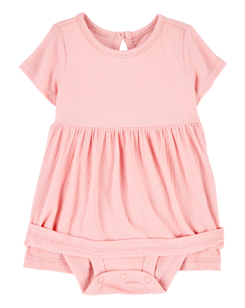 Baby Girl Solid PurelySoft Bodysuit Dress - Pink, 