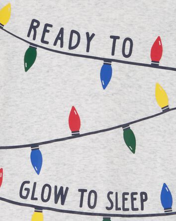 Toddler 2-Piece Christmas Lights Cotton Blend & Fleece Pajamas, 