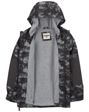 Kid Camo Print Fleece-Lined Midweight Utility Jacket
, 