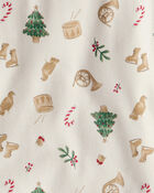 Toddler Holiday Print PurelySoft Snug Fit 2-Piece Pajamas - White, image 3 of 5 slides