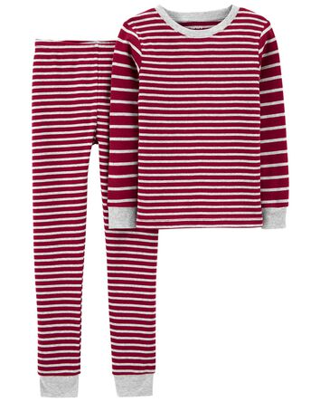 Kid 2-Piece Striped Snug Fit Cotton Pajamas, 