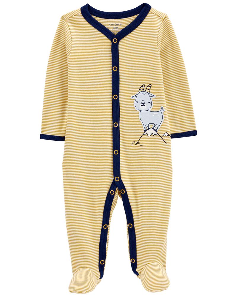 Baby Goat Snap-Up Cotton Sleep & Play Pajamas, image 1 of 4 slides