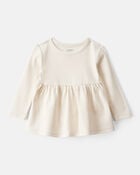 Baby Girl Long-Sleeve Peplum Top - White, image 1 of 3 slides