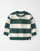 Baby Organic Cotton Fleece Henley in Stripes, image 1 of 3 slides
