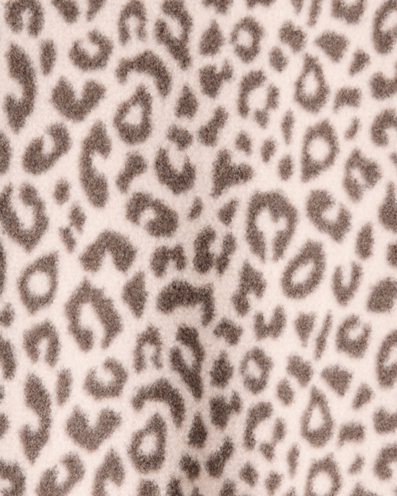 Baby Girl Leopard Print Fleece Long-Sleeve Loose Fit 1-Piece Pajamas, image 3 of 5 slides