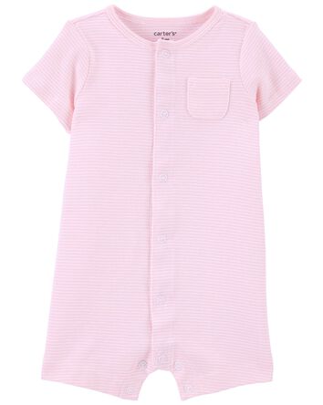 Baby Striped Snap-Up Cotton Romper, 