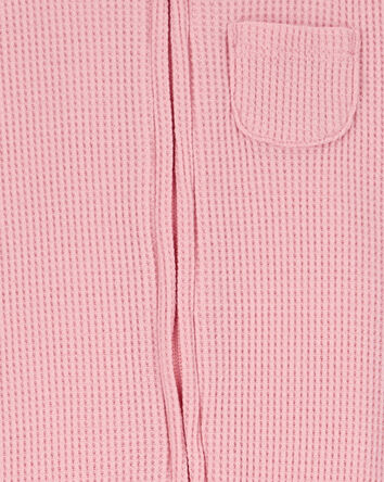 Baby Floral 2-Way Zip Waffle Knit Sleep & Play Pajamas - Pink, 