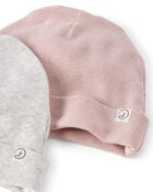 Baby 2-Pack Organic Cotton Rib Caps, image 2 of 4 slides