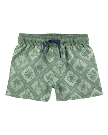 Toddler Boy Geometric Swim Trunks - Green, 