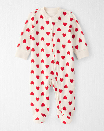 Baby Organic Cotton Sleep & Play Pajamas in Forever Hearts Print, 