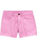 Pink - Kid Raw Hem Denim Shorts