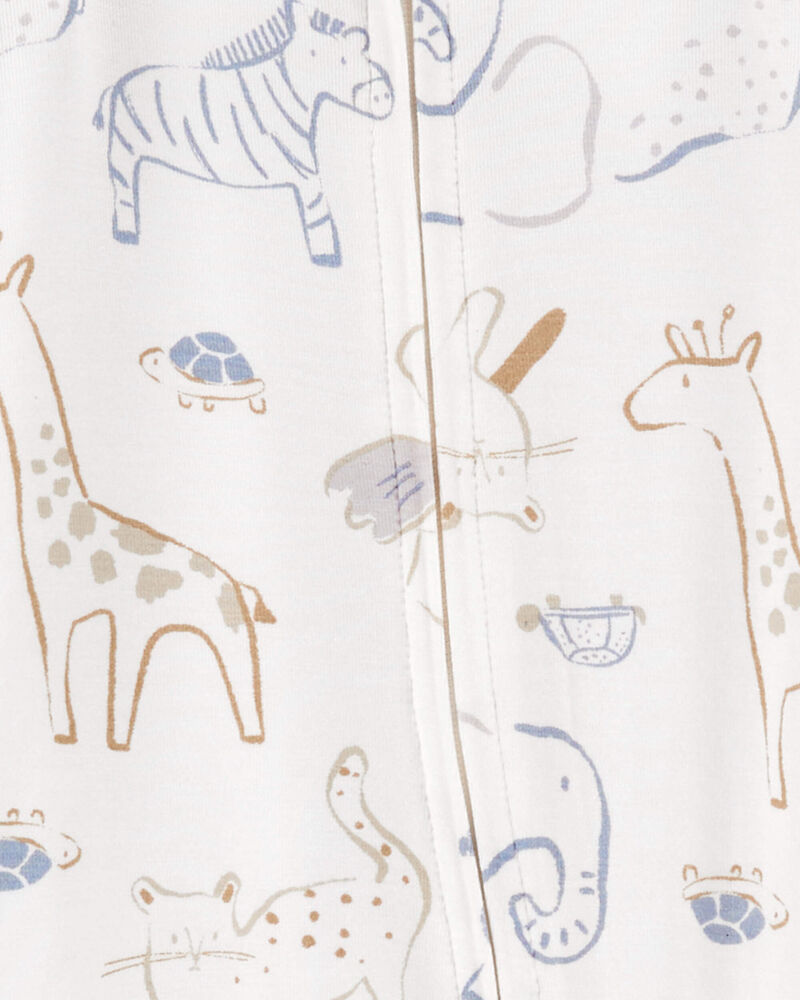 Baby Animal Print Zip-Up PurelySoft Sleep & Play Pajamas, image 3 of 5 slides