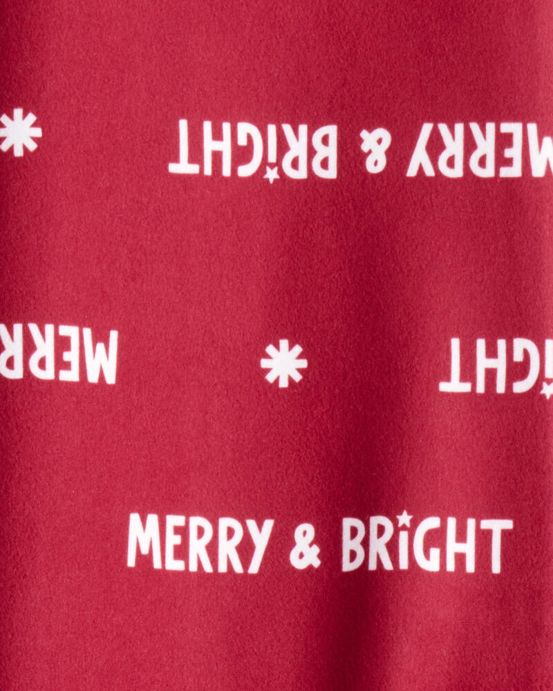 Kid Merry & Bright Christmas Print Loose Fit Pajama Bottoms - Red, image 3 of 4 slides