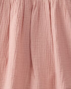Toddler Organic Cotton Gauze Dress in Pink, image 4 of 5 slides