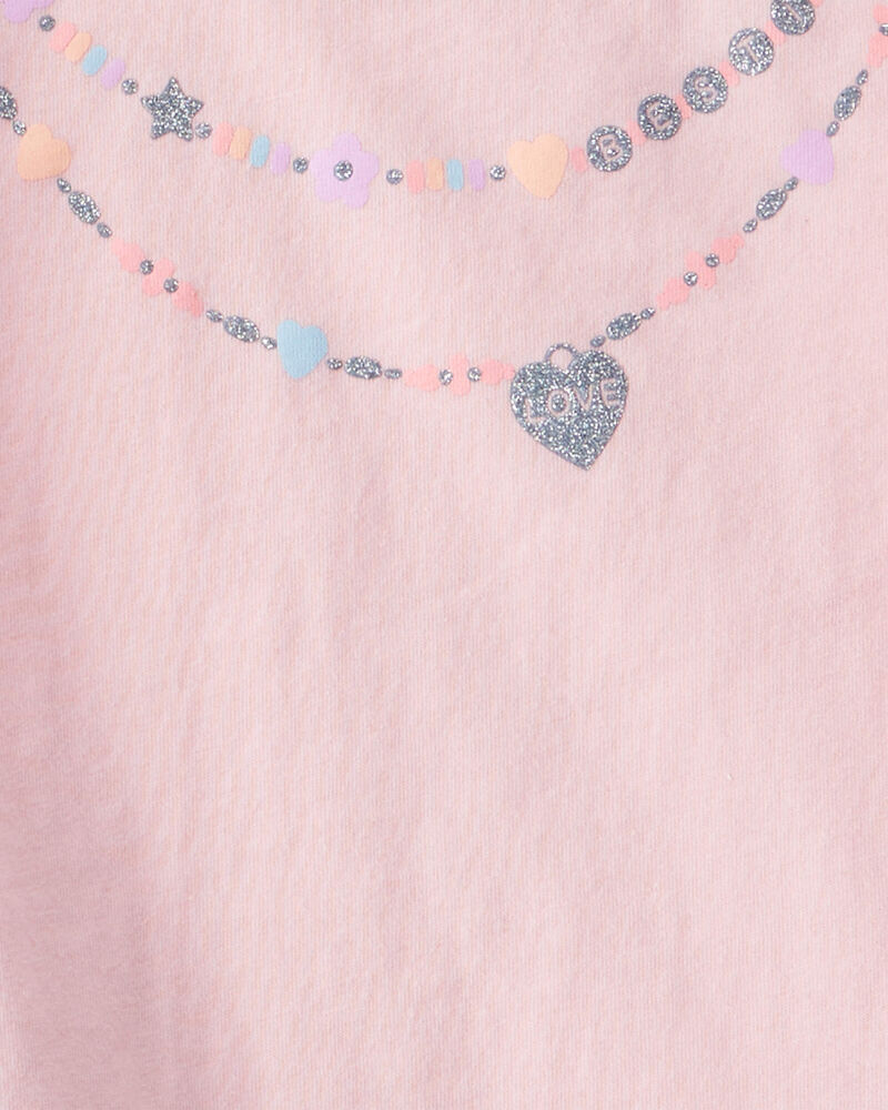 Toddler 2-Piece Necklace Printed Tee & Rainbow Skirt Set - Pink, image 4 of 6 slides