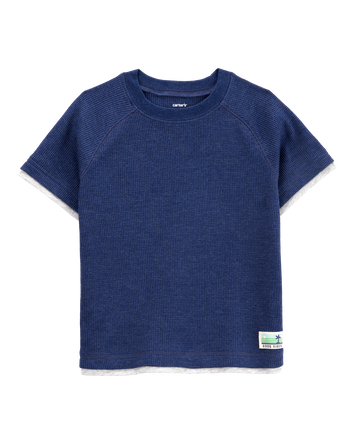 Toddler Short-Sleeve Waffle Knit Tee - Navy, 