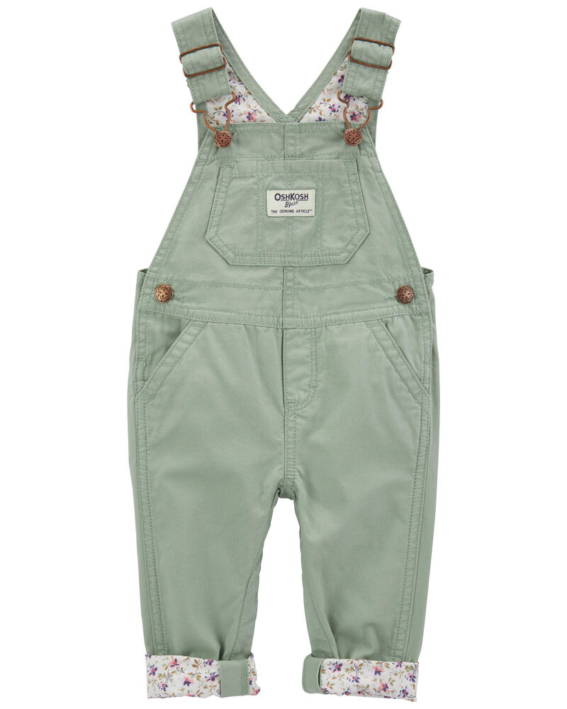 Baby Floral Lined Lightweight Canvas Overalls, image 1 of 4 slides
