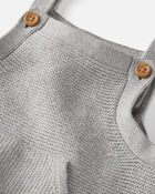 Baby Organic Cotton Sweater Knit Overalls in Heather Grey, image 4 of 6 slides