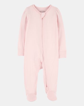 Baby Girl Solid 2-Way Zip PurelySoft Sleep & Play Pajamas - Light Pink, 