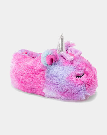Girls Unicorn Slippers - Pink/Purple, 