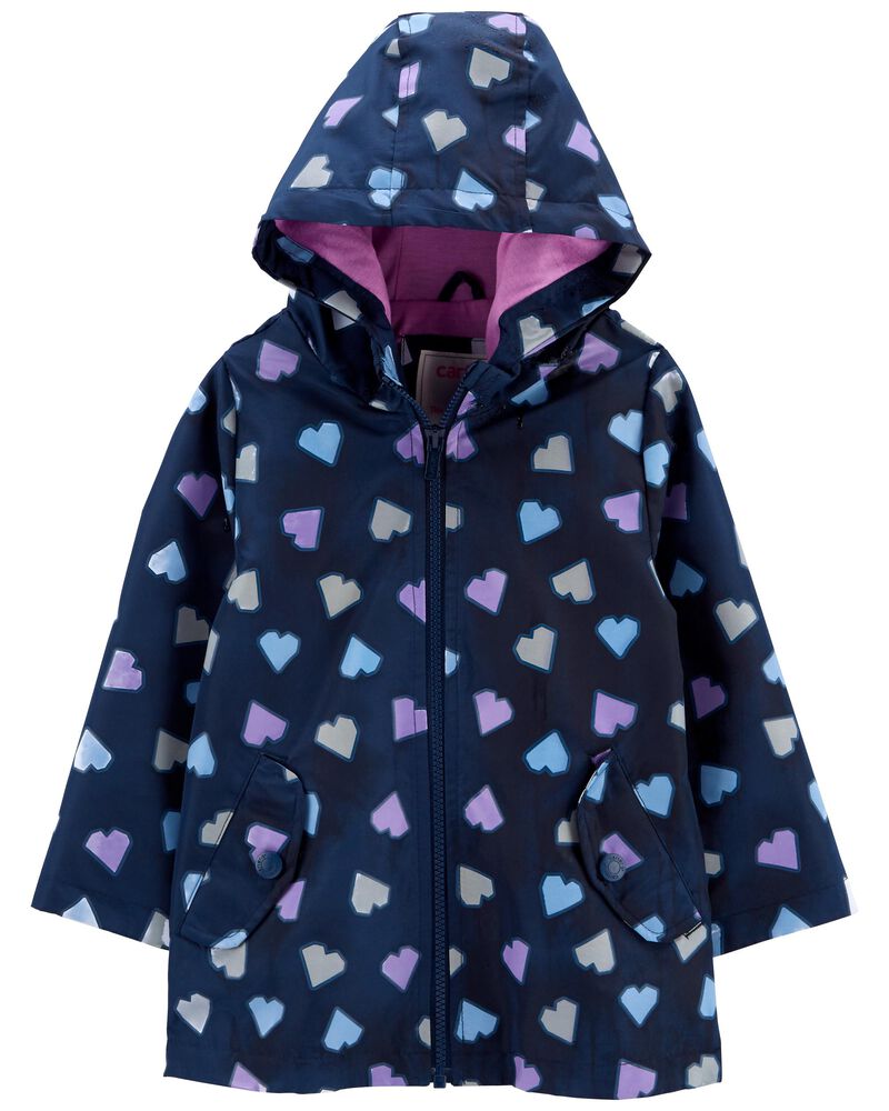 Toddler Heart Color-Changing Rain Jacket, image 3 of 6 slides