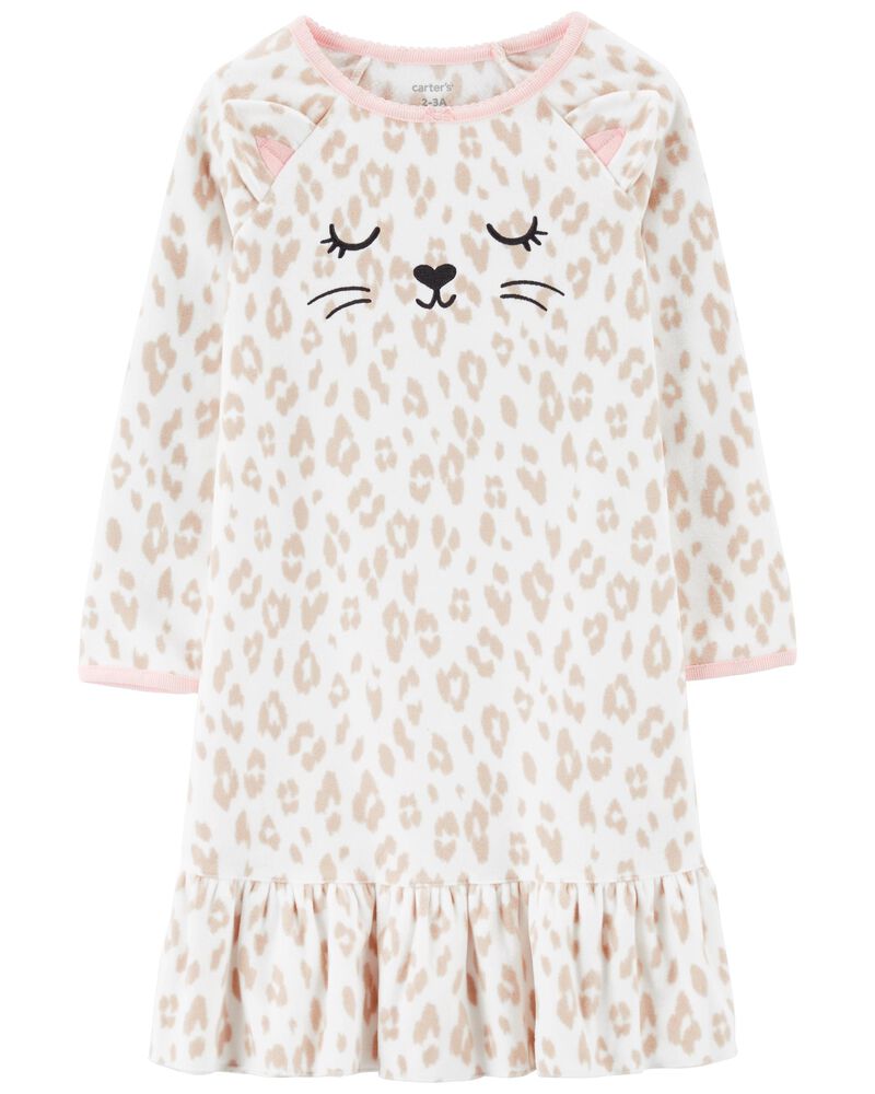 Cat Fleece Nightgown, image 1 of 3 slides