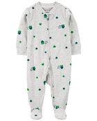 St. Patrick's Day 2-Way Zip Cotton Sleep & Play Pajamas, image 1 of 3 slides