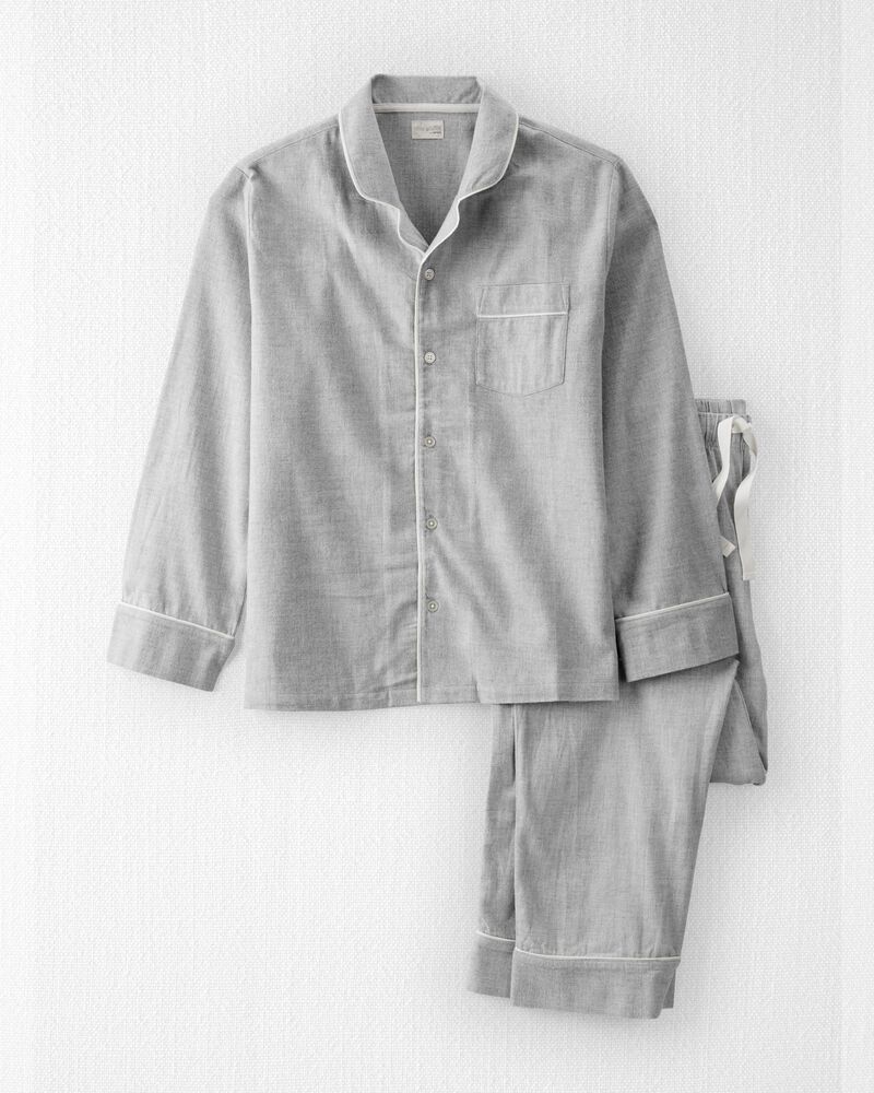 Adult  Women's Organic Cotton Button-Front Pajamas Set, image 1 of 4 slides