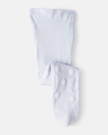 Baby Girl Snowflake Print Tights - Blue, 