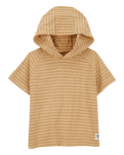 Toddler Striped Hooded Shirt - Tan, image 1 of 3 slides