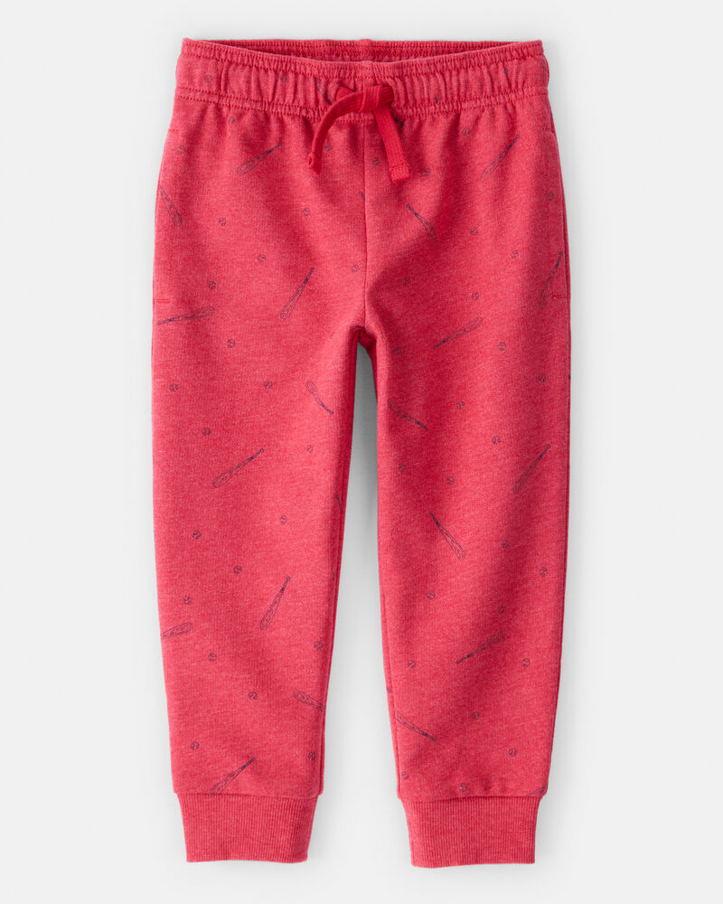 Toddler Boy Baseball French Terry Jogger - Red, image 1 of 4 slides