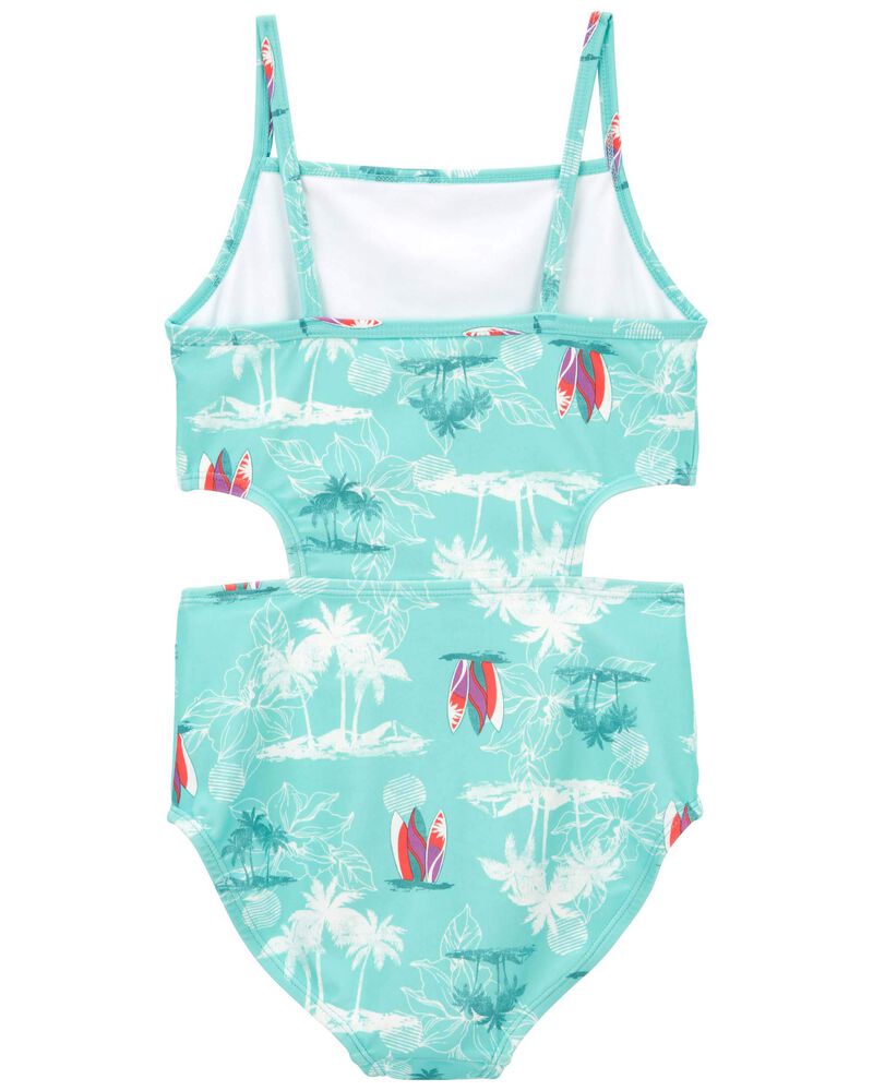 Kid Beach Print 1-Piece Cut -Out Swimsuit, image 2 of 4 slides