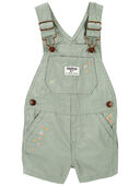 Green - Baby Embroidered Floral Shortalls