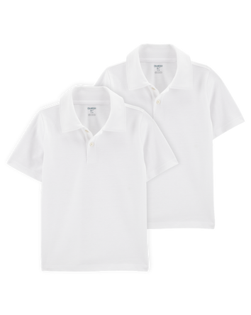 Kid 2-Pack Pique Uniform Polo Shirts - White, 