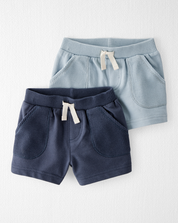 Baby 2-Pack Organic Cotton Waffle Knit Shorts, 