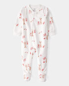 Toddler 1-Piece Bunny Fleece Footie Pajamas - Ivory, image 1 of 3 slides