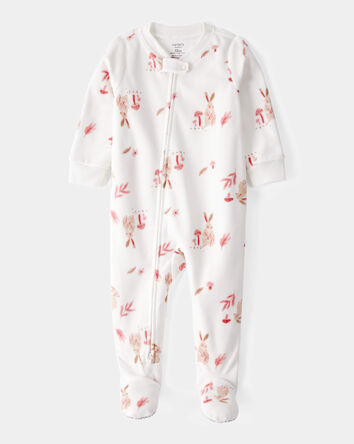Toddler 1-Piece Bunny Fleece Footie Pajamas - Ivory, 