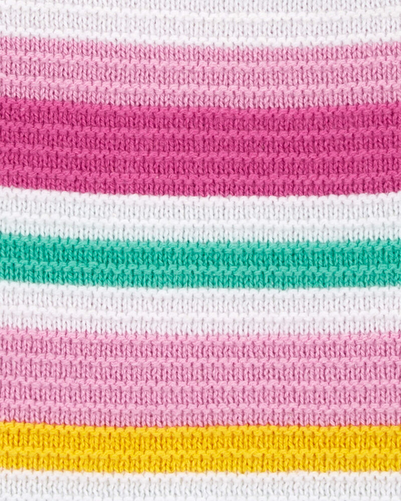 Baby 2-Piece Striped Crochet Sweater Tank  & Eyelet Trim Denim Shorts Set, image 2 of 5 slides
